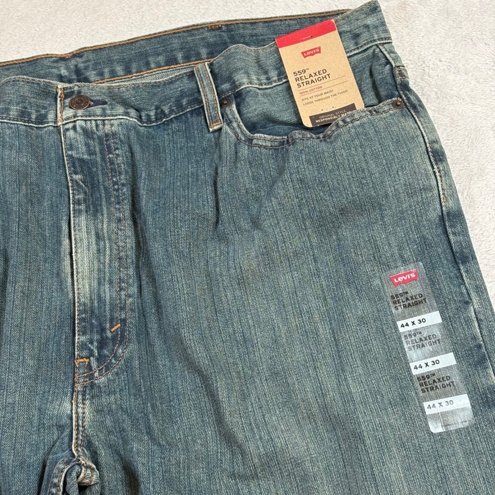 Levis 559 Relaxed Straight Jeans Mens 44x30 Medium Wash Blue Denim